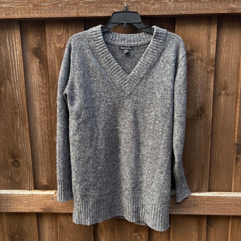 Athleta Gray V-Neck Sweater